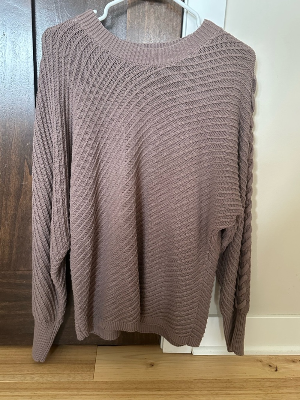 Simply Vera Vera Wang Dusty Mauve Ribbed Crew Sweater